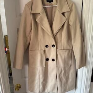 Fashion Collection Tan Peacoat w/ Pockets- Size Women's Extra-Large